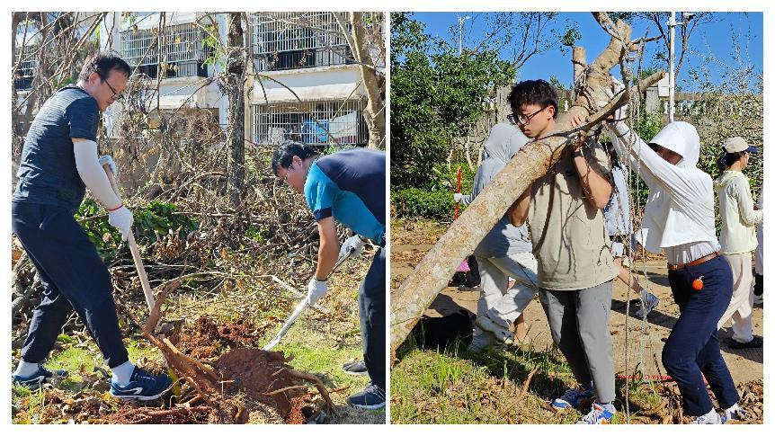 風雨過后 教院黨員師生齊心協力恢復校園面貌